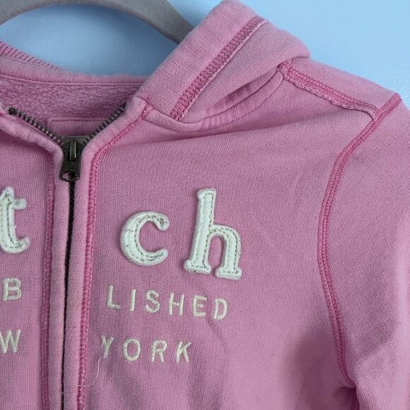 Abercrombie and Fitch pink zip up hoodie with pockets. Kids size XL - Picture 5 of 12
